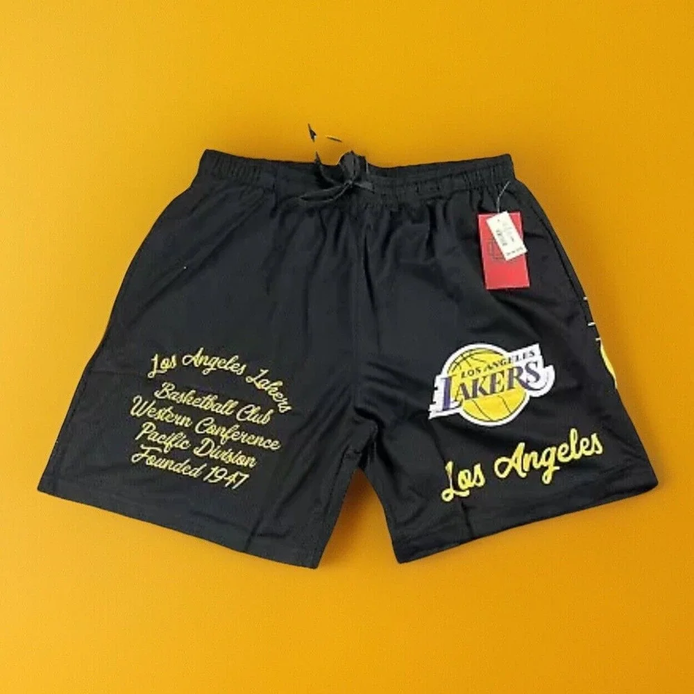 NWT Ultra Game NBA‎ Lakers Mesh Shorts Men's L Purple Yellow Basketball Fan